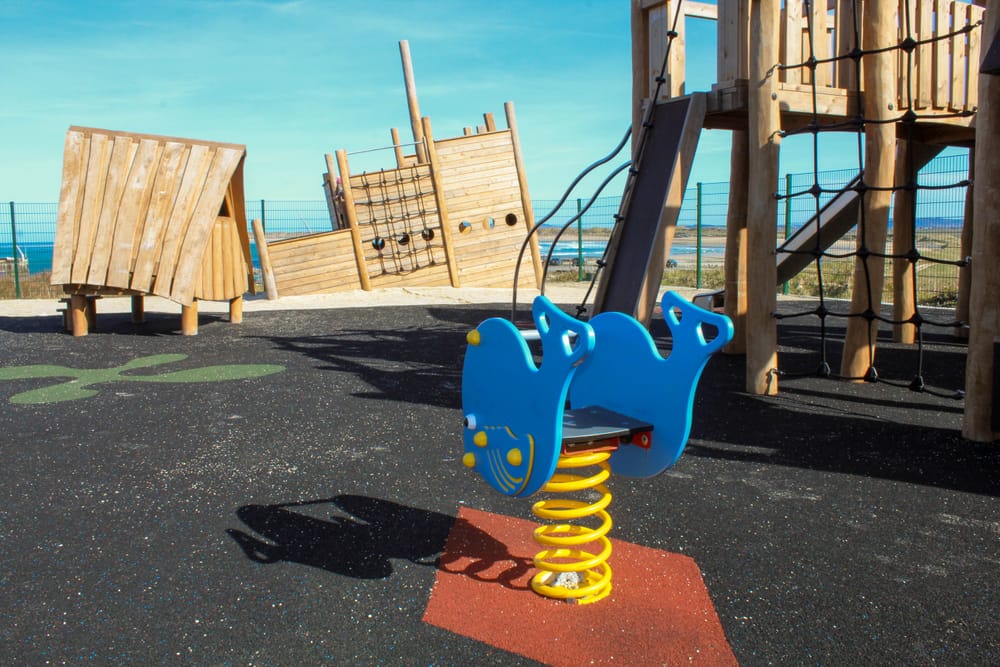 a playground with a slide