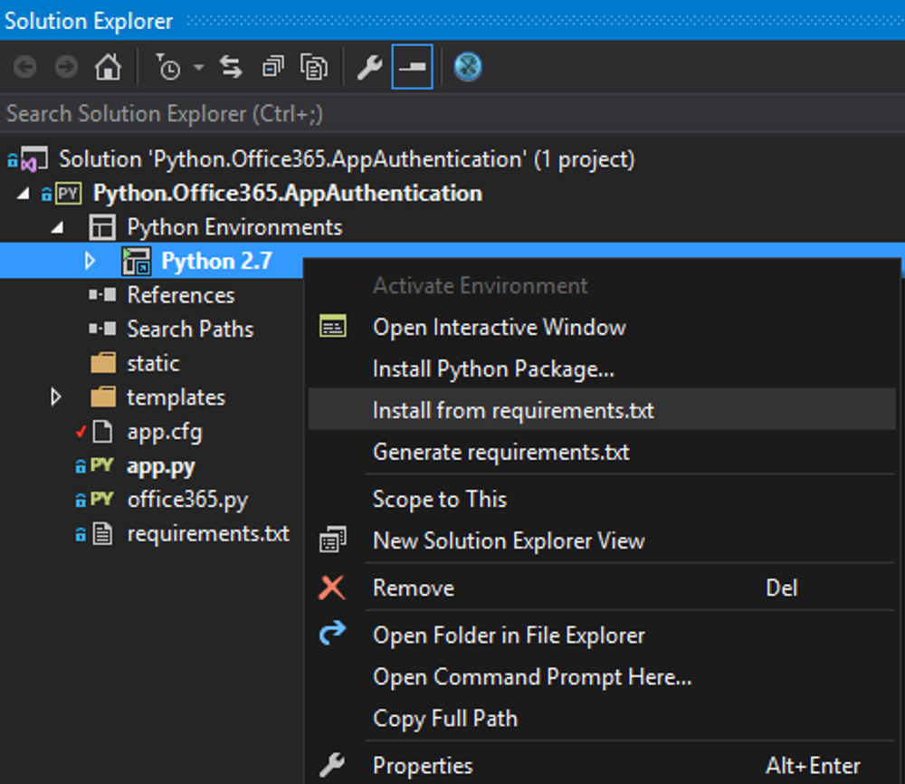 Azure Python Flask External app consuming Office365 SharePoint Site