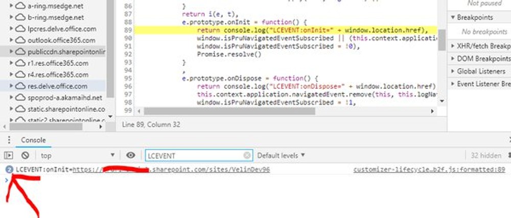 Chrom developer tools opened