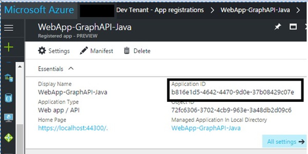 Browser with Azure portal opened