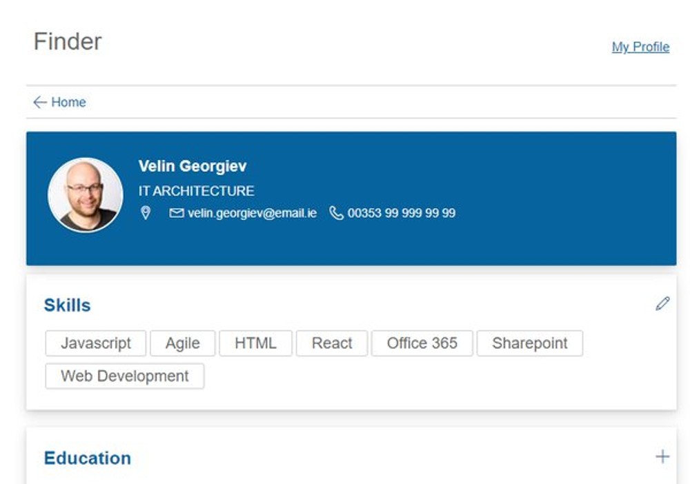 SharePoint online page opened in browser