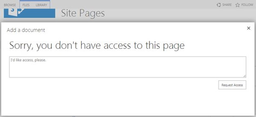SharePoint site opened in the browser