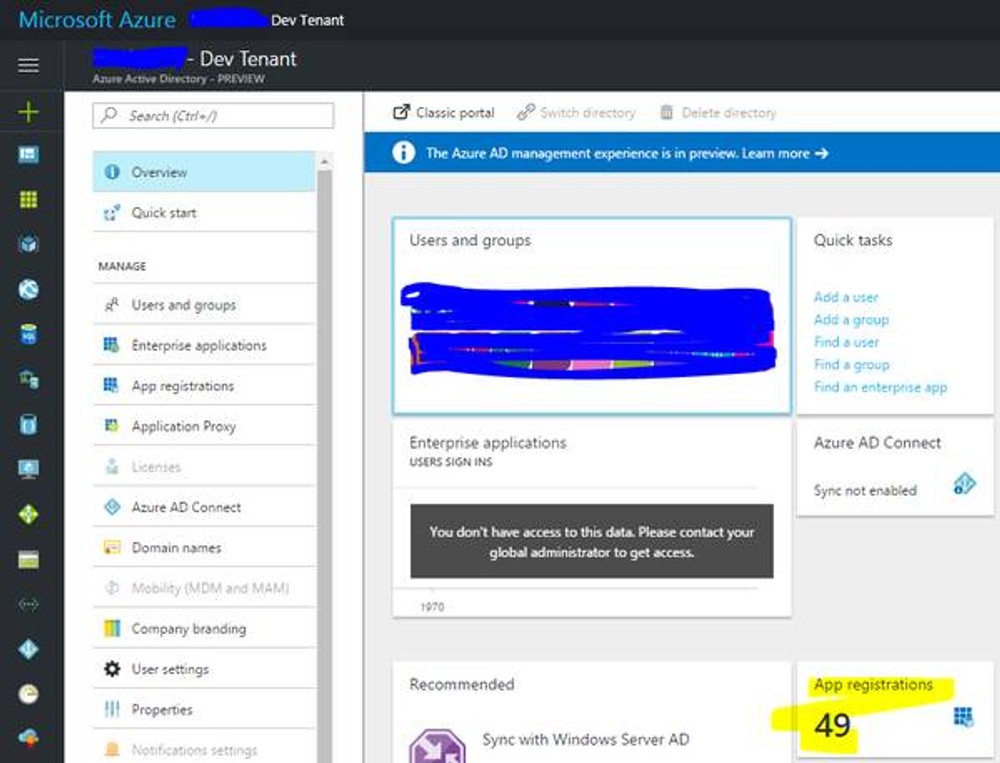 Browser with Azure portal opened