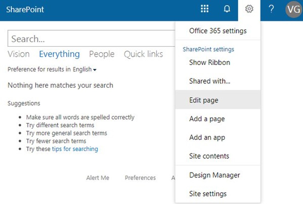 SharePoint site collection admin opened in browser