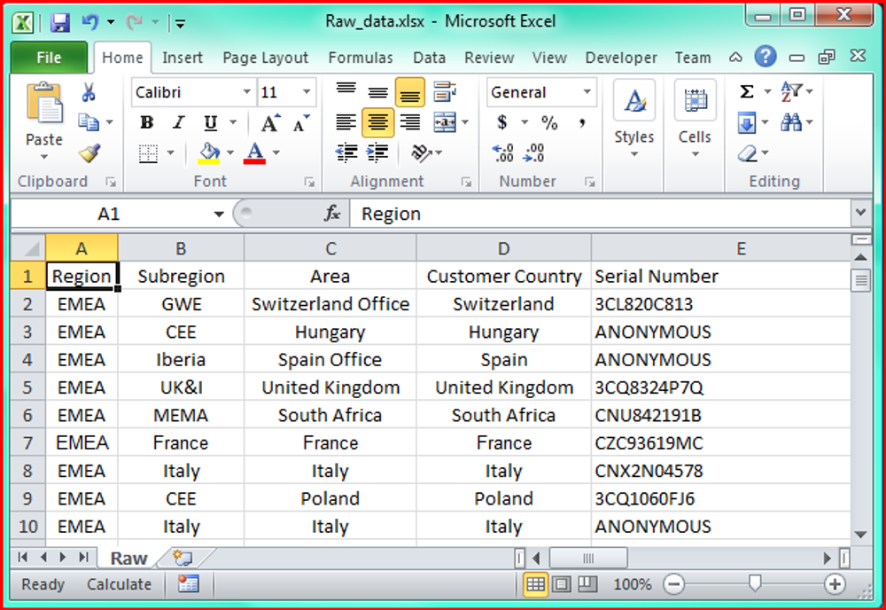 Excel sheet