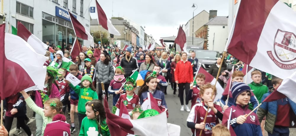 a group of people marching