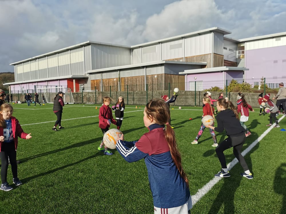 a group of children playing in a field